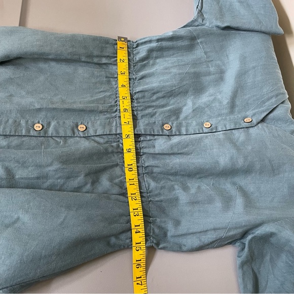 Grae Cove Women’s Small Linen Blend Woven Midi Dress Button Down Peasant Prairie - Picture 10 of 13